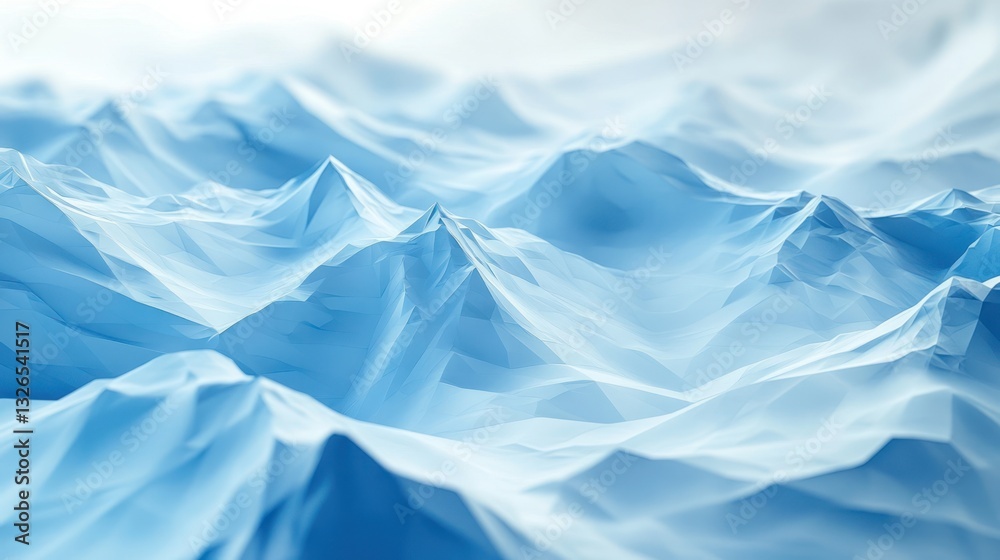Obraz premium Abstract icy blue mountain range landscape.
