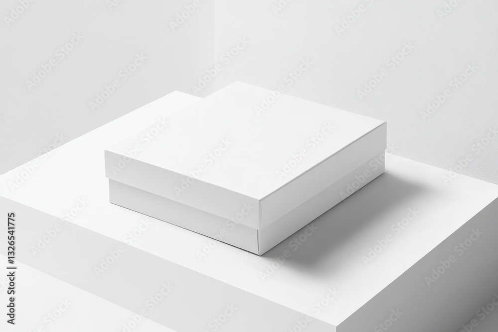 Sleek minimalist courier packaging displayed on a simple pedestal Generative AI Sleek minimalist courier packaging displayed on a simple pedestal Generative AI
