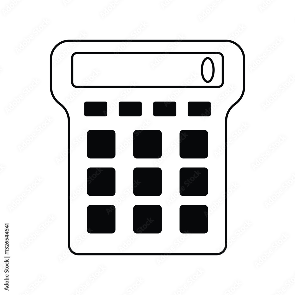 calculator glyph outline icon with white background vector stock illustration calculator glyph outline icon with white background vector stock illustration