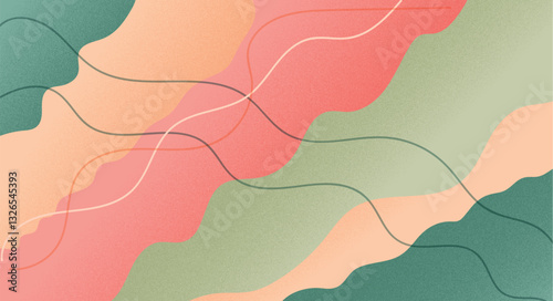 Groovy retro abstract background with grain effect, vintage design