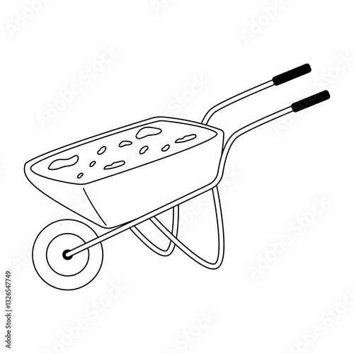Construction activity featuring a loaded wheelbarrow at a work site