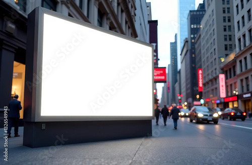 Empty urban panel screen banner. Billboard mock-up city outdoor poster blank street ad sign. 