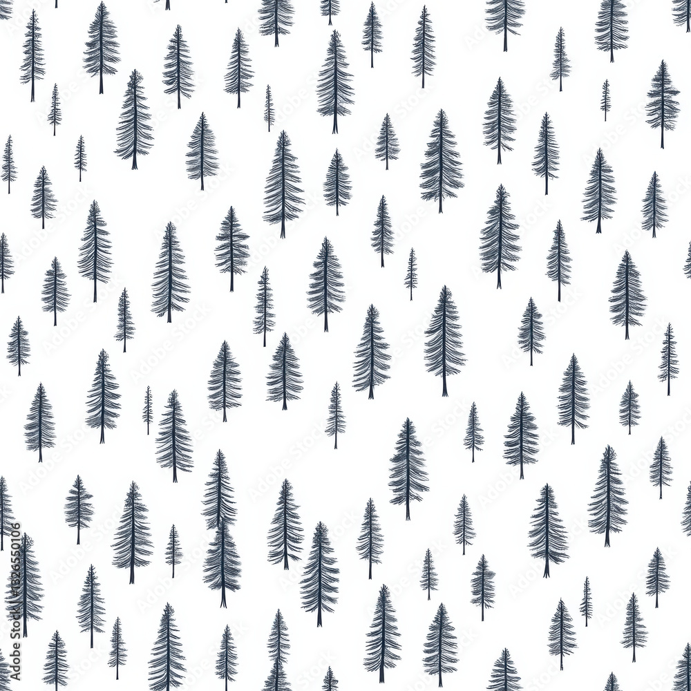 Fototapeta premium Seamless vector pattern featuring pastel green Christmas trees on a repeat background. Perfect for holiday-themed designs, gift wraps, textiles, and festive decorations.