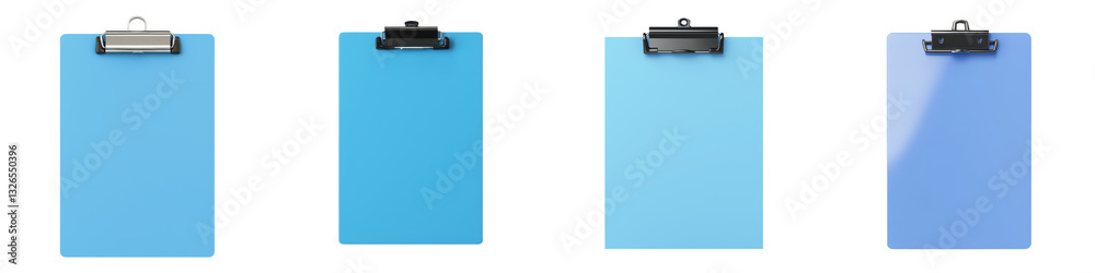 Empty blue clipboard with blank paper or form ready to be used for writing a note message information contract application or other office document on a desk or workspace Empty blue clipboard with blank paper or form ready to be used for writing a note message information contract application or other office document on a desk or workspace