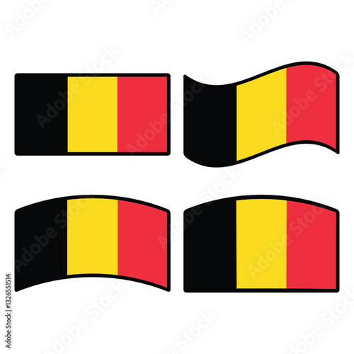 Belgium flag wave vector illustration modern simple design