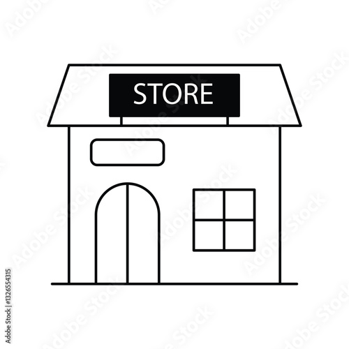 grocery store glyph outline icon with white background vector stock illustration