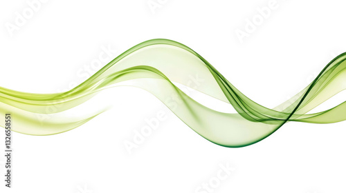 Abstract green wave design on white background. Color flow liquid wave for design brochures, and websites. Abstract flowing curves in green waves against a gradient isolated on a white background