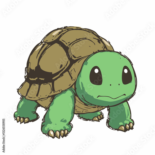 Cute Cartoon Tortoise Illustration. Vector image