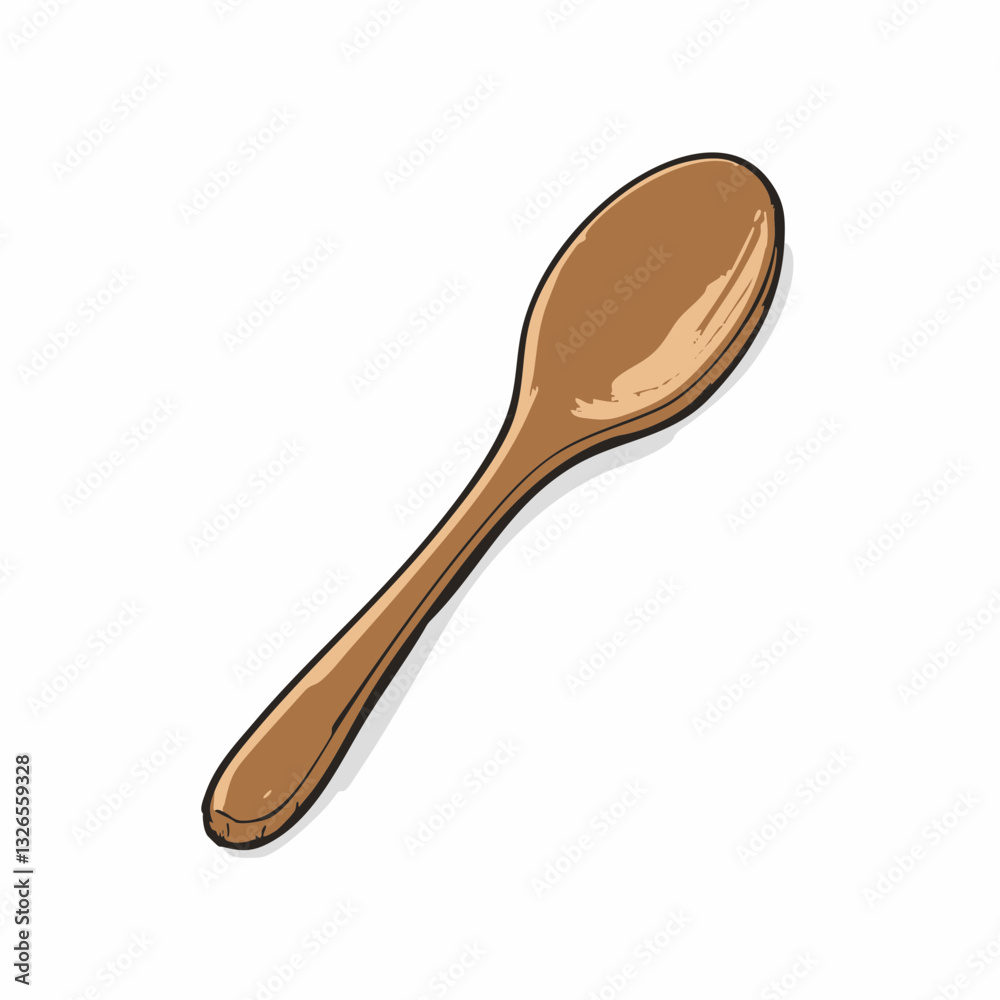 Hand Drawn Wooden Spoon Illustration. Vector image Hand Drawn Wooden Spoon Illustration. Vector image