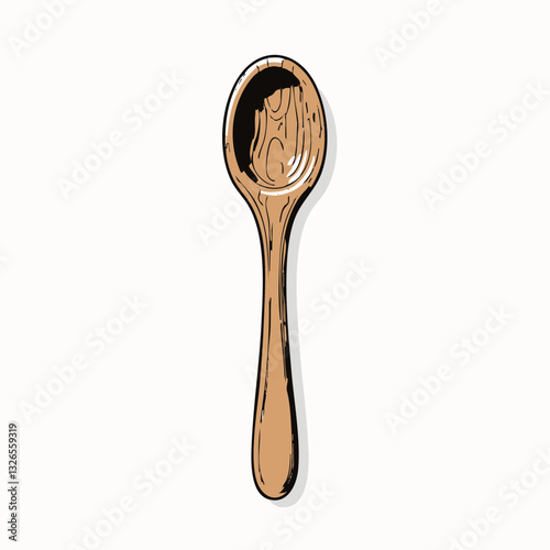 Hand Drawn Wooden Spoon Illustration. Vector image