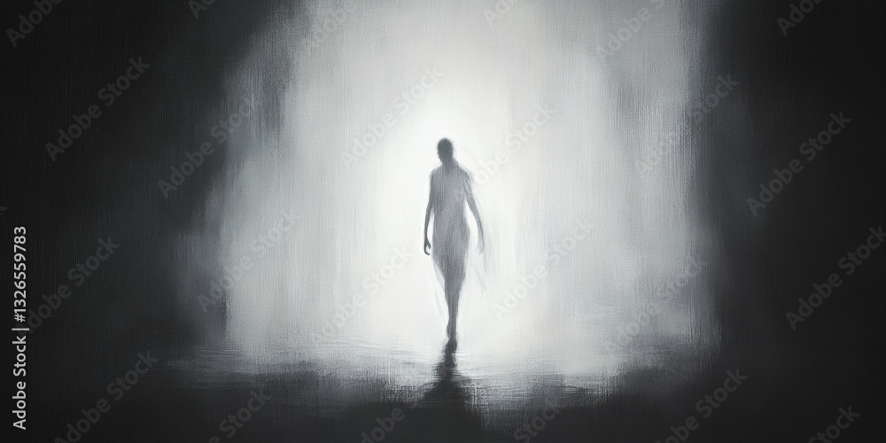 A shadow blending into the background, creating a serene and ethereal visual effect in high fidelity. A shadow blending into the background, creating a serene and ethereal visual effect in high fidelity.