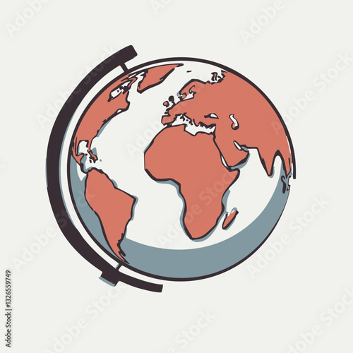 Stylized Globe Illustration on Stand. Vector image