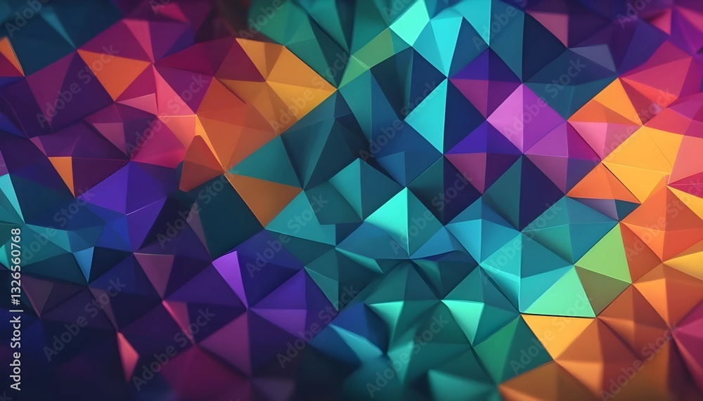 Geometric Low-Poly Background with Vibrant Multicolor Reflections Geometric Low-Poly Background with Vibrant Multicolor Reflections
