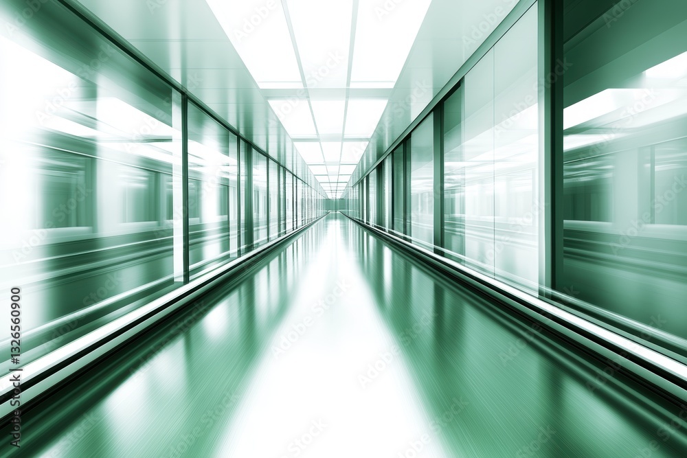 Obraz premium Modern Business Corridor with Glossy Glass and Futuristic Design Elements