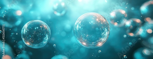 Wallpaper Mural background with floating bubbles in pastel teal and white Torontodigital.ca