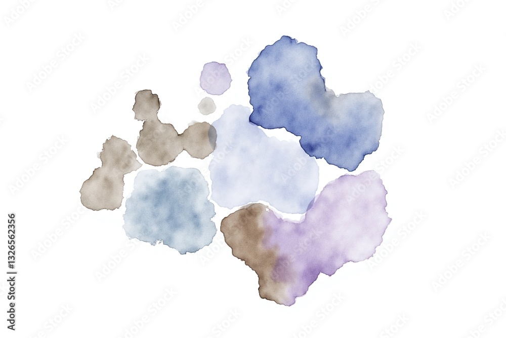 Obraz premium watercolor painting of blue and purple shapes on a white background