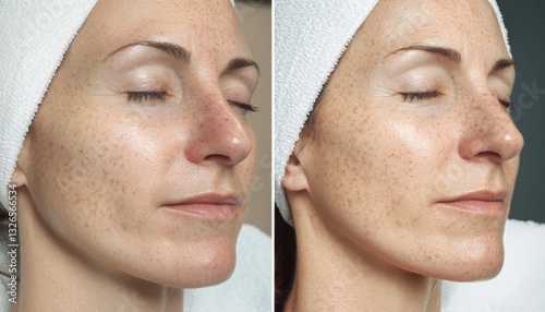 Before-and-after results of PRP skin rejuvenation showing smooth radiant skin with reduced fine lines and wrinkles.