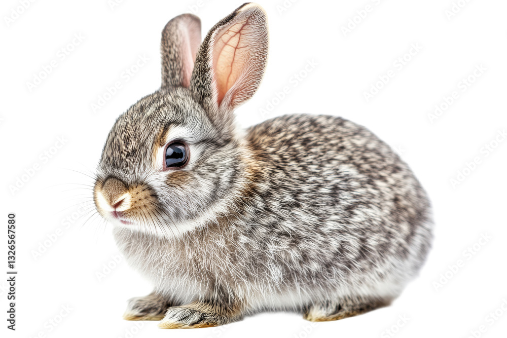 Obraz premium Cute gray rabbit with soft fur in a playful pose