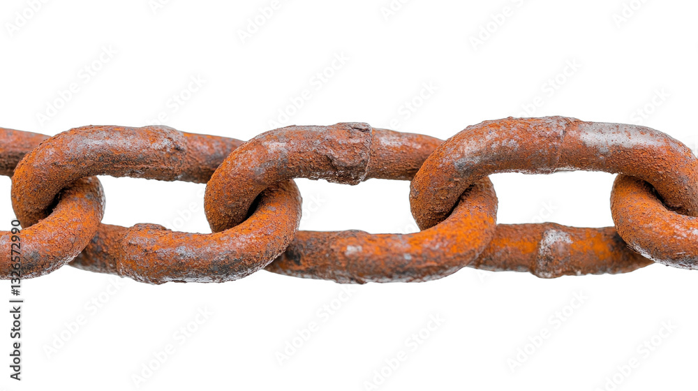 Rusty chain link, weathered metal texture, industrial theme, ideal for illustrating strength and connection concepts. Isolated on white background or PNG Rusty chain link, weathered metal texture, industrial theme, ideal for illustrating strength and connection concepts. Isolated on white background or PNG