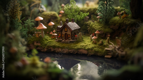 Miniature forest house | Tiny fantasy nature world | Cute diorama landscape | Moss garden and small creatures