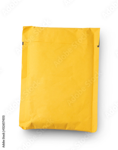 Fototapeta Naklejka Na Ścianę i Meble -  Yellow mail package isolated on transparent background