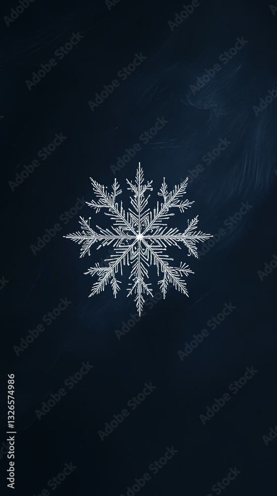 A single snowflake on a dark background picture A single snowflake on a dark background picture
