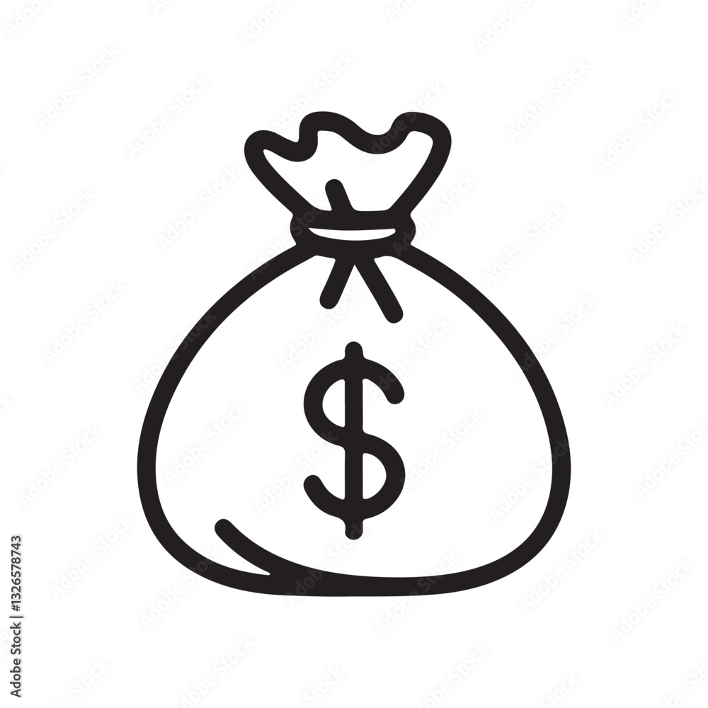 Money bag icon line art vector illustration Money bag icon line art vector illustration