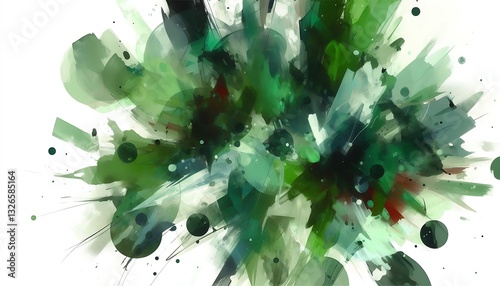 Abstract Green Ink Explosion Background - Dynamic Watercolor Splatter Art