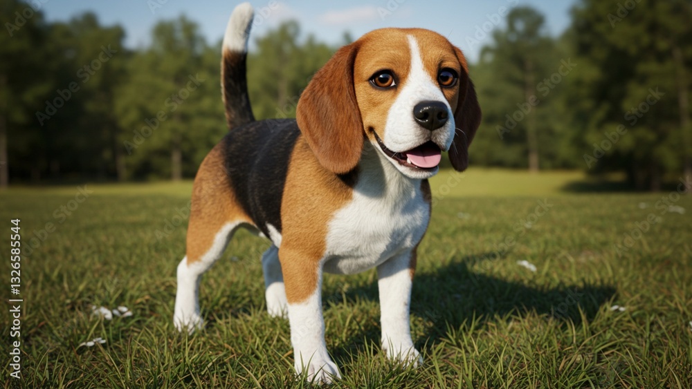 A high-quality image of a Beagle dog with its signature floppy ears and curious expression A high-quality image of a Beagle dog with its signature floppy ears and curious expression