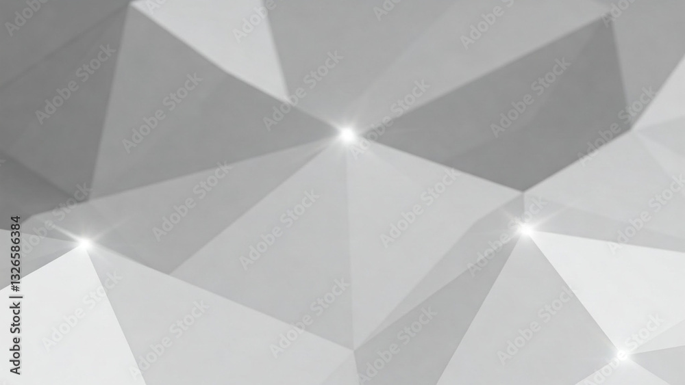 Fototapeta premium A modern abstract polygonal background in soft white and gray tones, featuring subtle light effects