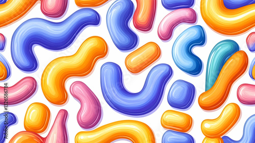 Vibrant, abstract, organic shapes seamless pattern