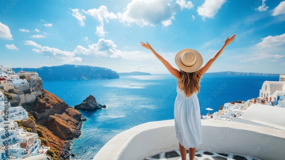 Naklejka premium Woman Enjoying Sea View