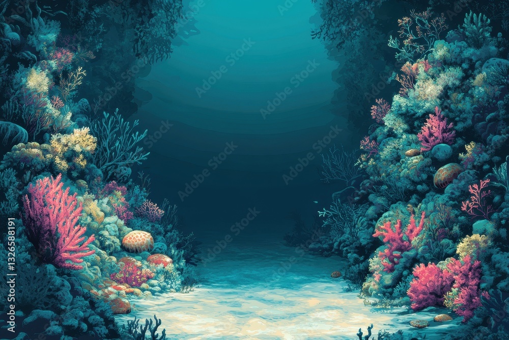 Naklejka premium An underwater scene featuring colorful coral and tranquil aquatic elements