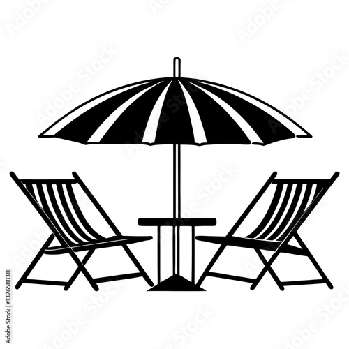 beach chair and umbrella icon vector illustration design vector illustration graphic design