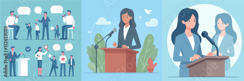 business person giving a speech at the podium