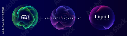 Sphere gradient flows seamlessly in liquid background, creating an abstract vector design. A vibrant banner and frame showcase dynamic color illustration with a glowing circle. Light and neon merge 