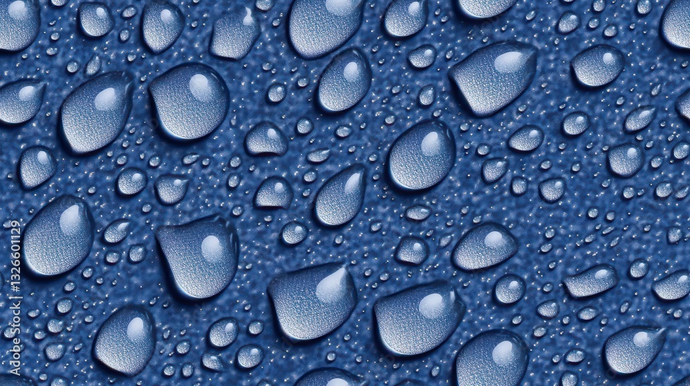 Shining droplets on blue textured surface: A close-up view reveals a collection of water droplets glistening on a textured surface. The photo captures a moment of pure elegance. Seamless. Shining droplets on blue textured surface: A close-up view reveals a collection of water droplets glistening on a textured surface. The photo captures a moment of pure elegance. Seamless.