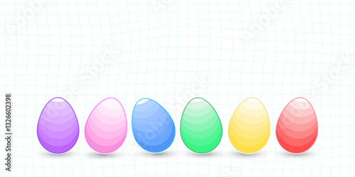 Colorful eggs on a checkered background with free space for text