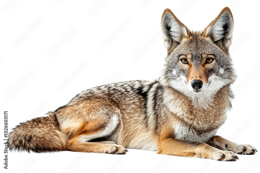 Coyote resting on a transparent background Coyote resting on a transparent background
