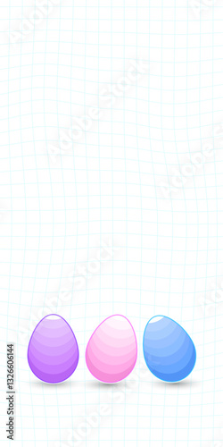 Colorful eggs on a checkered background with free space for text