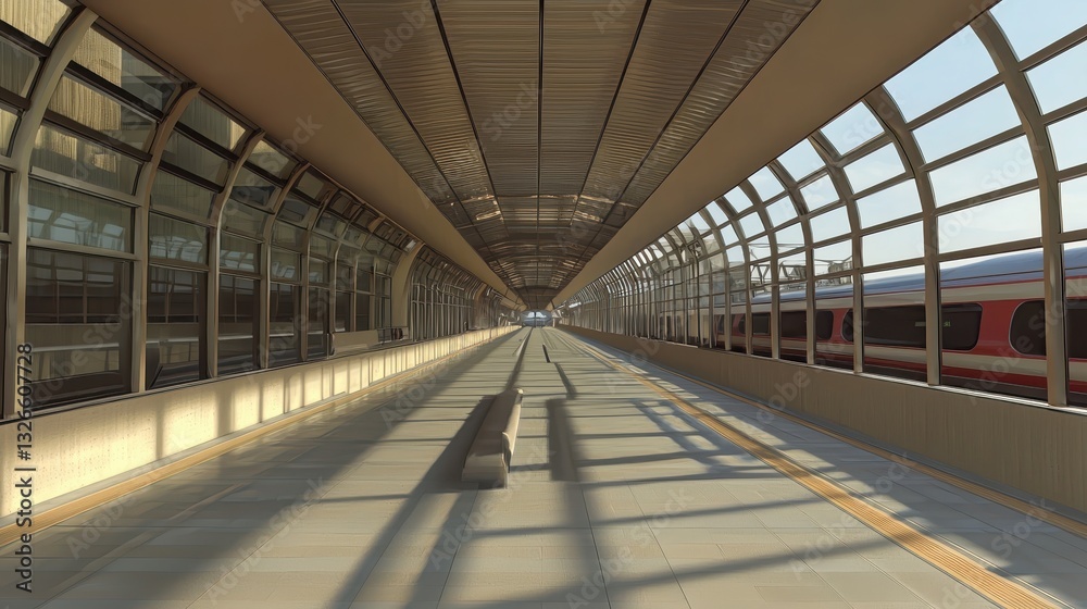 Obraz premium Modern Train Station Platform with Futuristic Architecture Design