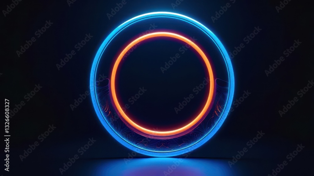 A glowing blue and red circle with a black background A glowing blue and red circle with a black background