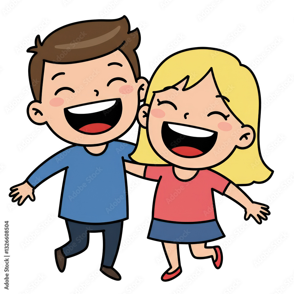 Adorable Laughing Children Cute Cartoon Friends Image Adorable Laughing Children Cute Cartoon Friends Image