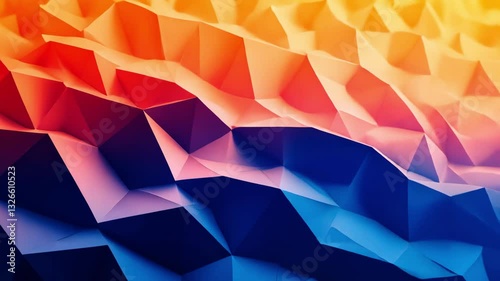 Abstract Geometric Pattern with Blue and Orange Gradient Low-Poly Design in a Futuristic Digital Art Style