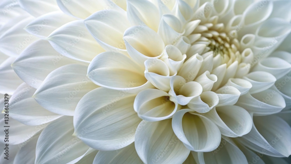 Fototapeta premium Micro petals background A close-up view of a delicate white flower with intricate petal formations. Abstract micro flower.
