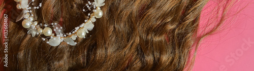 natural, long female hair, grooming, combing hair, hairstyle of a man, a girl. background for the design.