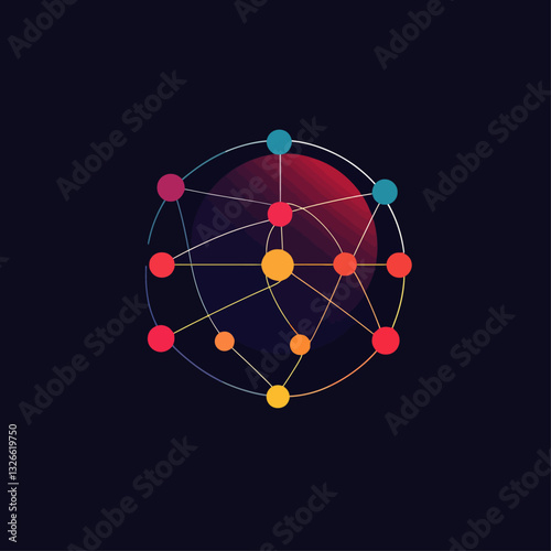 Abstract Network Connections Sphere, Data Visualization, Modern Design