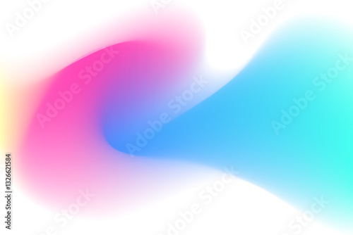 Abstract neon wave form, blurred iridescent gradient texture, isolated design element. Fluid watercolor brushstroke blurry swirl shape. Aesthetic flowing lights decoration.