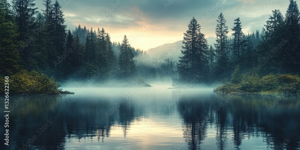 Fototapeta premium Lake in the forest banner