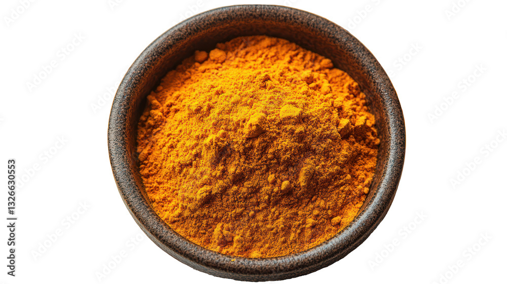 A bowl filled with vibrant yellow turmeric powder. A bowl filled with vibrant yellow turmeric powder.
